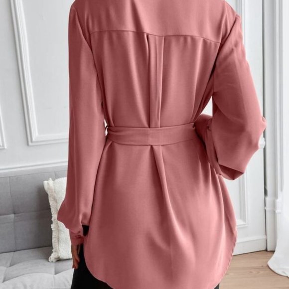 CHIC DOLLZ button down belted blouse - Picture 3 of 6